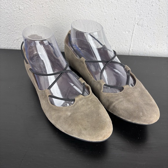 Earthies Essen Slate Grey/Brown Taupe Flat Suede Loafers Ballet Style Shoes 7.5 - Picture 1 of 10